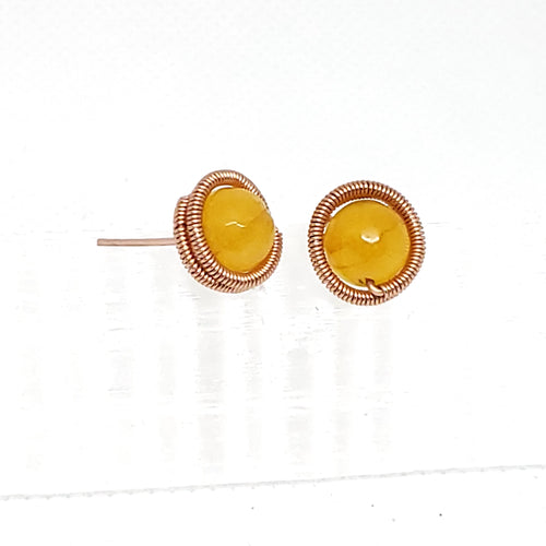 Woven Yellow Aventurine Bead Studs - Kalypso's Hazina