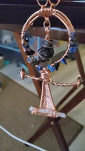 Load and play video in Gallery viewer, Prophecy Stone Copper Ankh 100% Rare and Real. Obsidian / Lapis Lazuli chips
